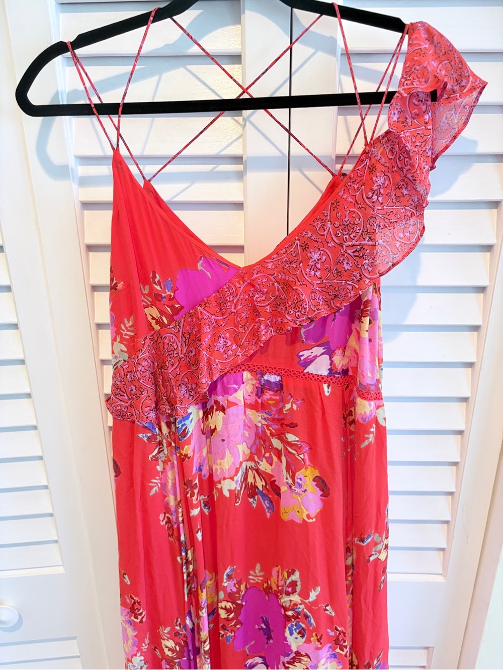 Maeve Grecia Dress Fairy Floral Ruffles Strappy Scarf Hem SZ 8 Silky Flowy - Picture 7 of 10